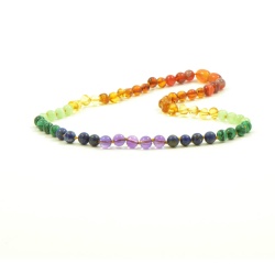 Adult 'Rainbow Baby' Amber and Semi-precious Stones Necklace